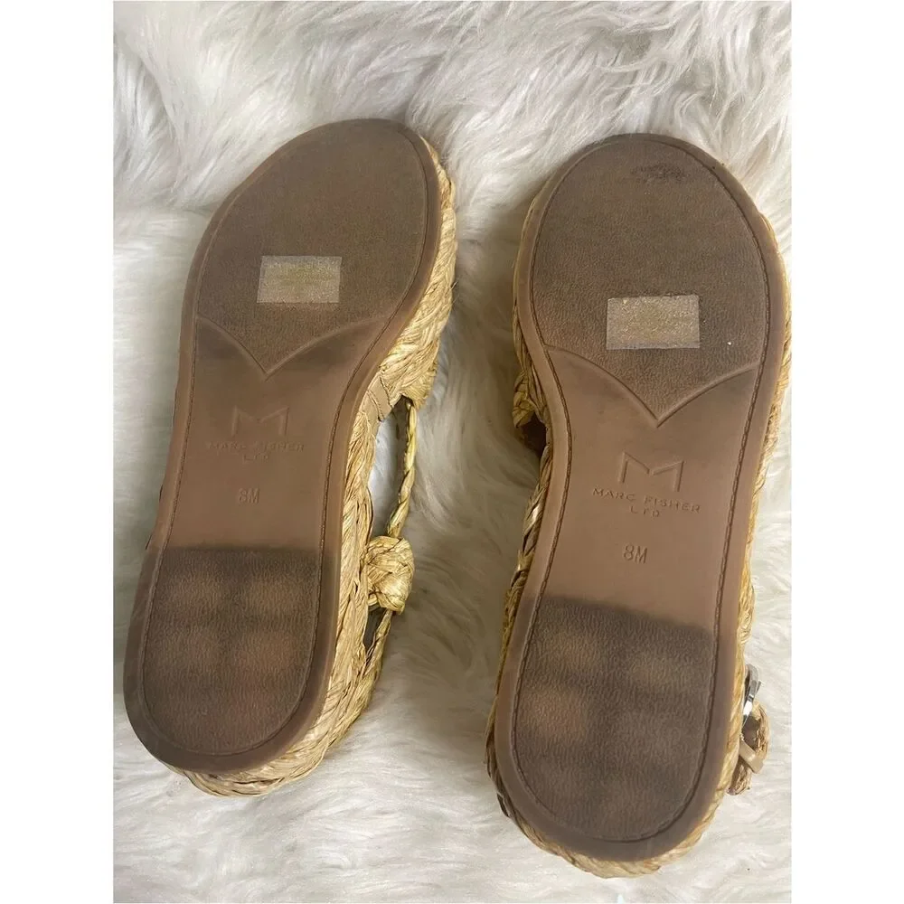 Marc Fisher Braided synthetic Straw Platform straps Sandals SZ9M
